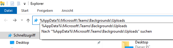 MS Teams Bilder im Windows Explorer